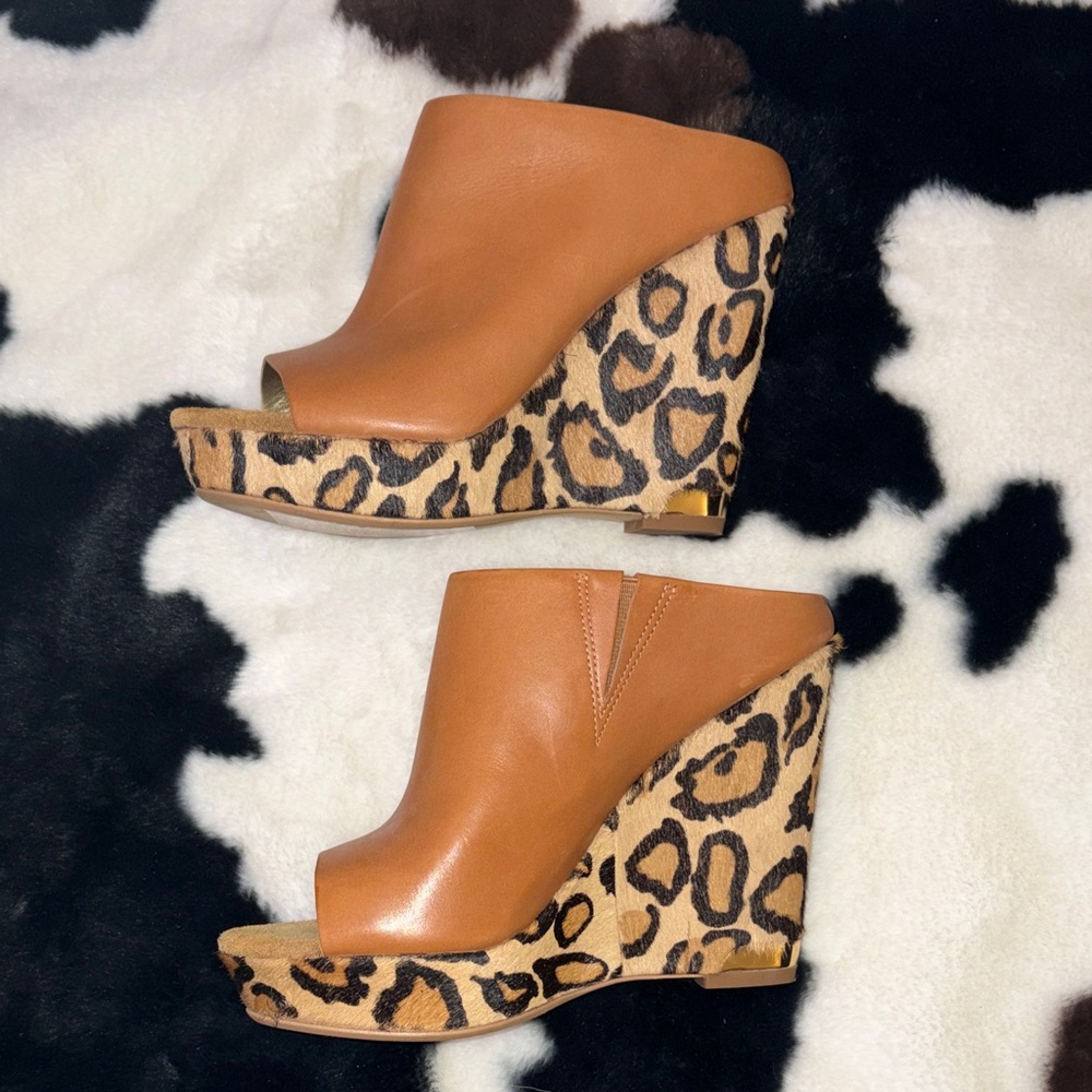 Sam Edelman Tan Leopard Wedge Sandals